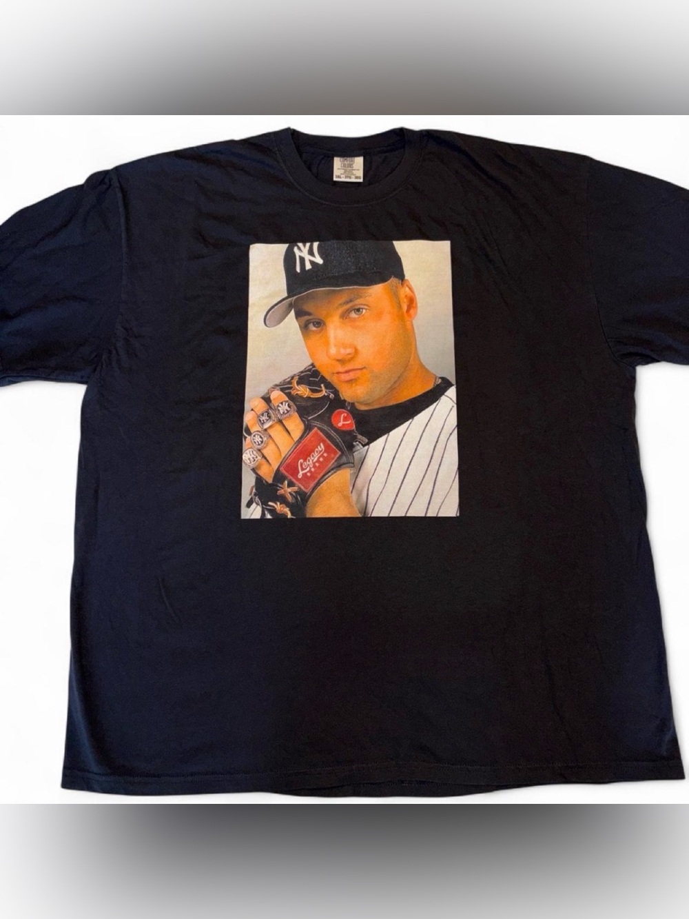 Comfort Colors Black Short-Sleeve Graphic Tee with Baseball Photo